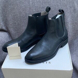 All Saints Creed New in Box Men’s Sz US 12 Eu 45 Black Leather Chelsea Boots